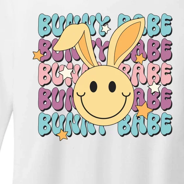 Retro Bunny Babe Cute Bunny Womens CVC Long Sleeve Shirt