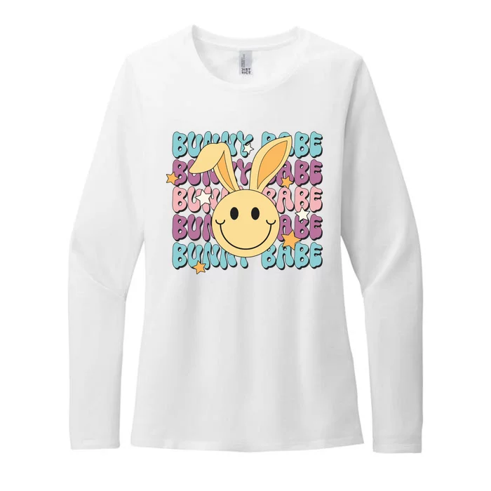 Retro Bunny Babe Cute Bunny Womens CVC Long Sleeve Shirt