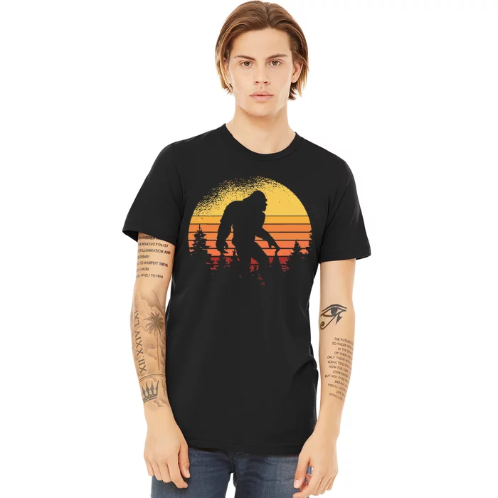 Retro Bigfoot Believer Silhouette Sasquatch Hide And Seek Premium T-Shirt