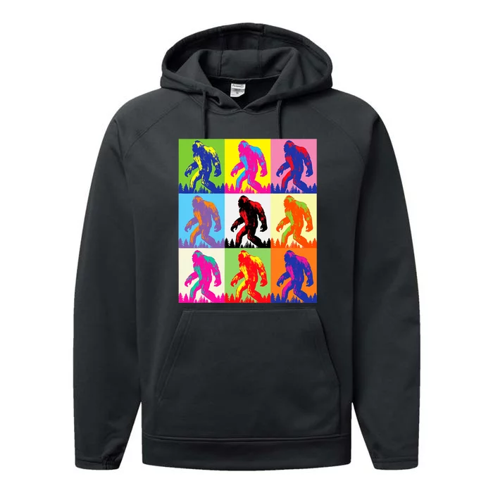 Retro Bigfoot Bigfoot Art Sasquatch Funny Art Bigfoot Performance Fleece Hoodie