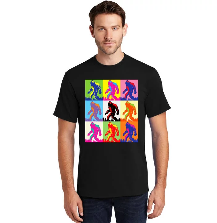 Retro Bigfoot Bigfoot Art Sasquatch Funny Art Bigfoot Tall T-Shirt