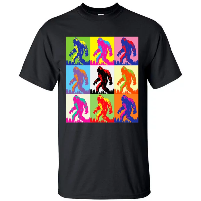 Retro Bigfoot Bigfoot Art Sasquatch Funny Art Bigfoot Tall T-Shirt