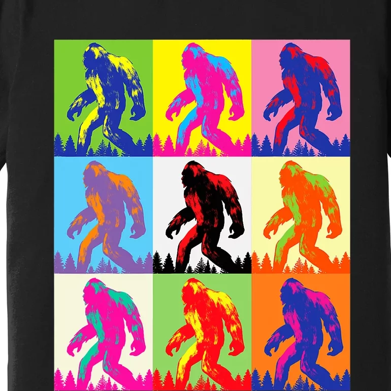 Retro Bigfoot Bigfoot Art Sasquatch Funny Art Bigfoot Premium T-Shirt