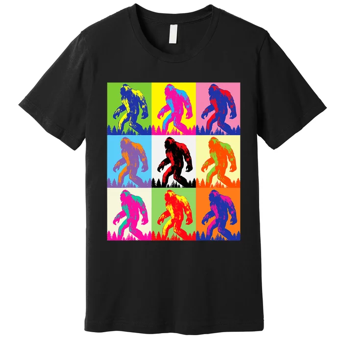 Retro Bigfoot Bigfoot Art Sasquatch Funny Art Bigfoot Premium T-Shirt