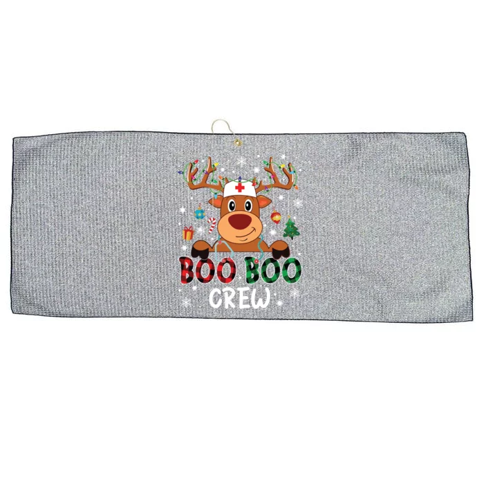 Reindeer Boo Boo Crew Nurse Buffalo Plaid Christmas Nurse Large Microfiber Waffle Golf Towel