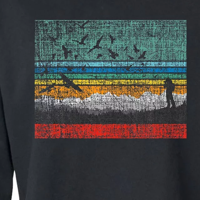 Retro Birding Bird Watching Bird Watcher Birder Cropped Pullover Crew