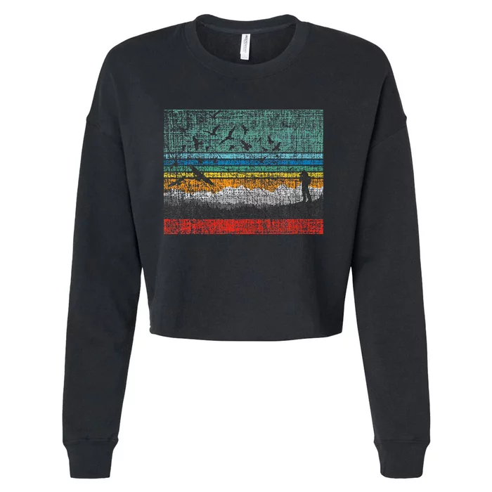 Retro Birding Bird Watching Bird Watcher Birder Cropped Pullover Crew