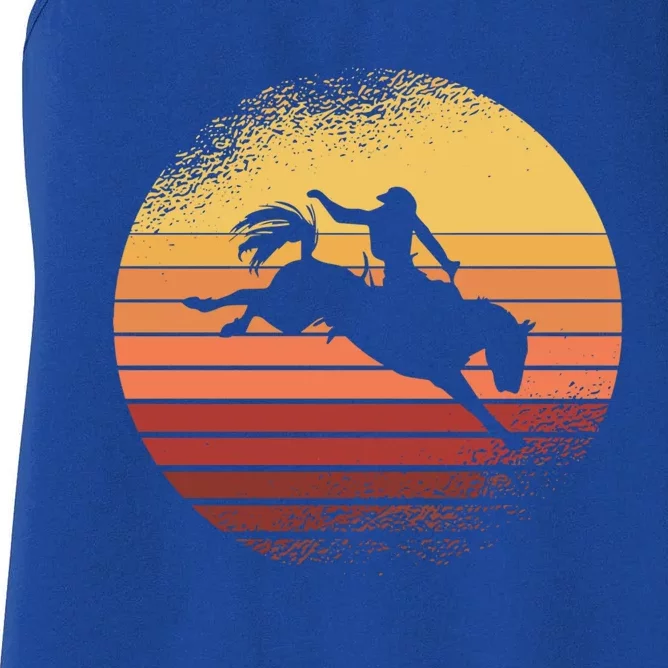 Rodeo Bucking Bronco Horse Retro Style I Cow I Rodeo Gift Women's Racerback Tank