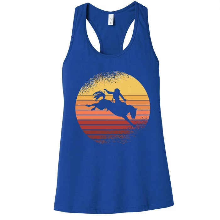 Rodeo Bucking Bronco Horse Retro Style I Cow I Rodeo Gift Women's Racerback Tank