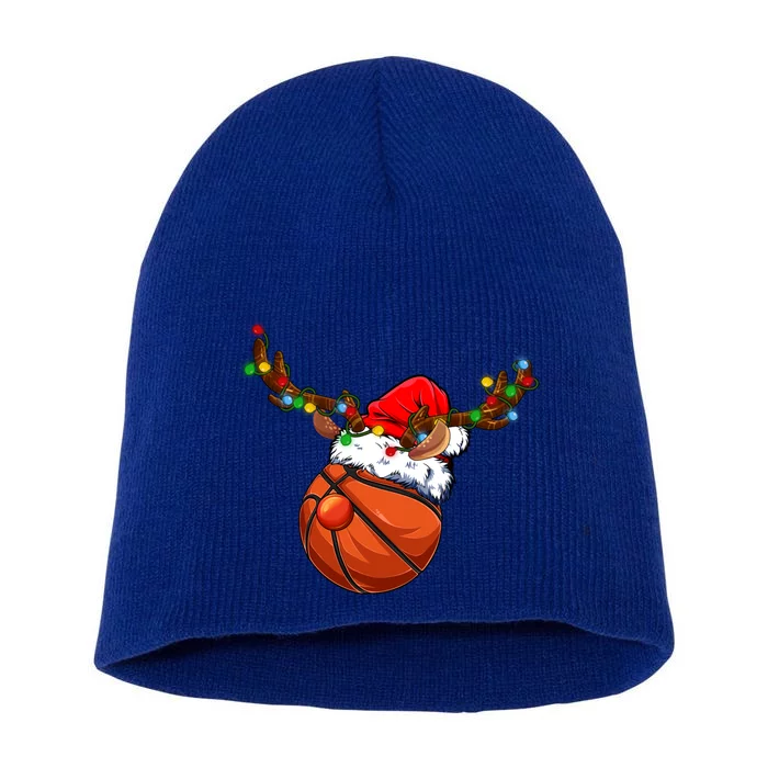 Reindeer Basketball Ball Santa Claus Christmas Lights Xmas Funny Gift Short Acrylic Beanie