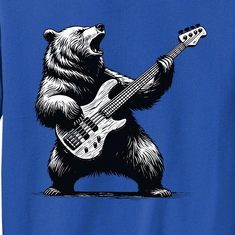 Rocking Bear Bass Guitar Player Concert Festival Music Cool Tall Sweatshirt