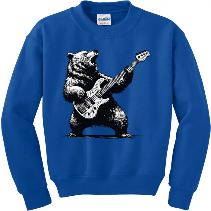 Rocking Bear Bass Guitar Player Concert Festival Music Cool Kids Sweatshirt