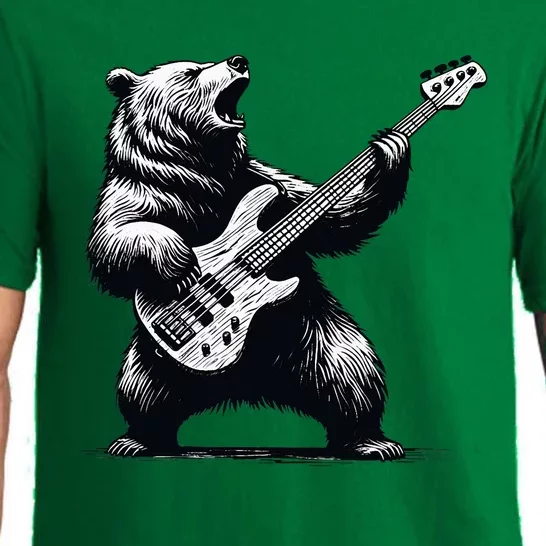 Rocking Bear Bass Guitar Player Concert Festival Music Cool Pajama Set