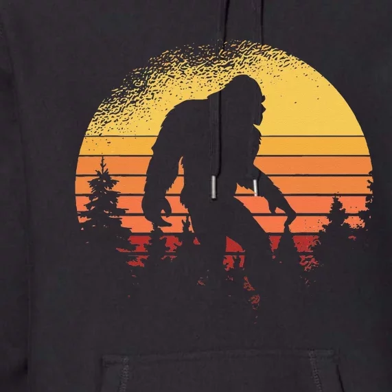 Retro Bigfoot Believer Silhouette Sasquatch Hide And Seek Premium Hoodie