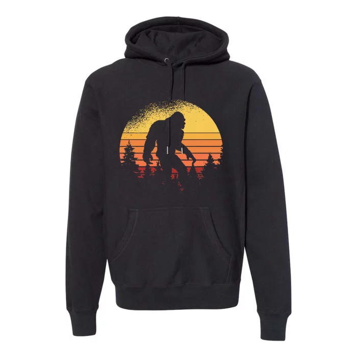 Retro Bigfoot Believer Silhouette Sasquatch Hide And Seek Premium Hoodie