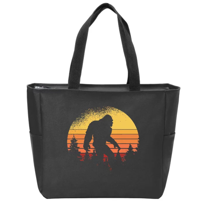 Retro Bigfoot Believer Silhouette Sasquatch Hide And Seek Zip Tote Bag