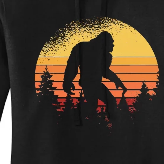 Retro Bigfoot Believer Silhouette Sasquatch Hide And Seek Women's Pullover Hoodie