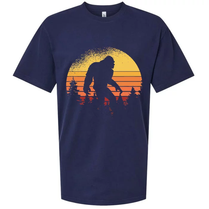 Retro Bigfoot Believer Silhouette Sasquatch Hide And Seek Sueded Cloud Jersey T-Shirt