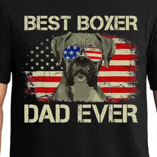 Retro Best Boxer Dad Ever US Flag Dog Lover Fathers Day Pajama Set