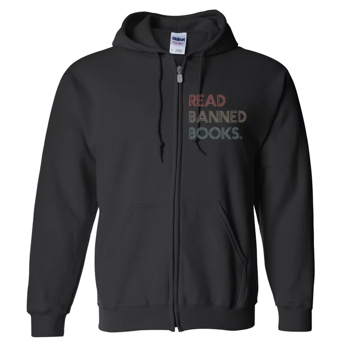 Read Banned Books Librarians Banned Books Week Retro Vintage Full Zip Hoodie