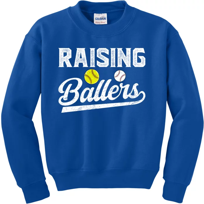 Raising Ballers Baseball Softball Dad Of Ballers Meaningful Gift Kids Sweatshirt