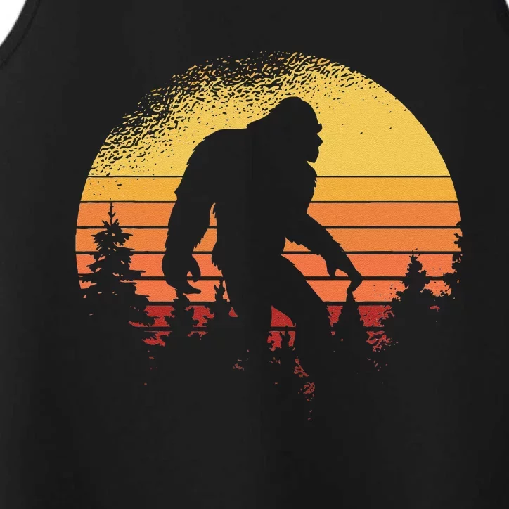 Retro Bigfoot Believer Silhouette Sasquatch Hide And Seek Performance Tank