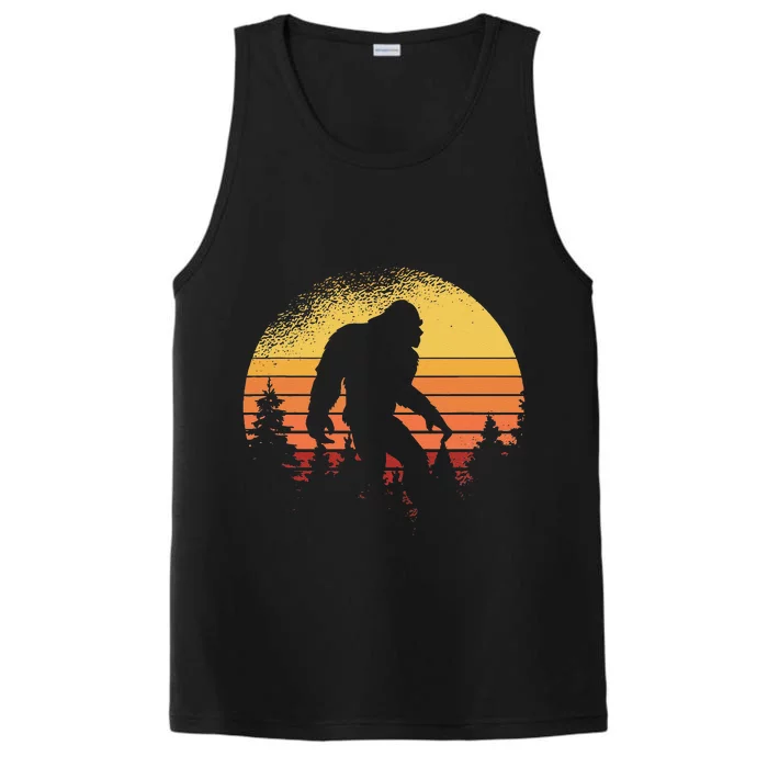 Retro Bigfoot Believer Silhouette Sasquatch Hide And Seek Performance Tank