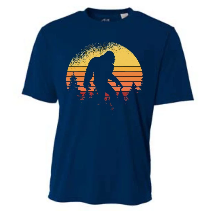 Retro Bigfoot Believer Silhouette Sasquatch Hide And Seek Cooling Performance Crew T-Shirt