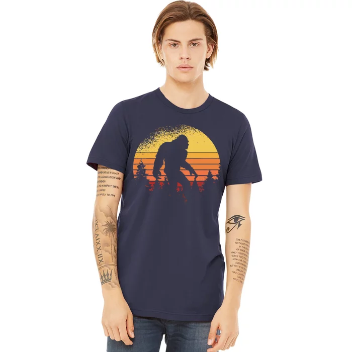 Retro Bigfoot Believer Silhouette Sasquatch Hide And Seek Premium T-Shirt