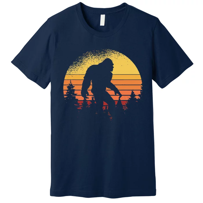 Retro Bigfoot Believer Silhouette Sasquatch Hide And Seek Premium T-Shirt