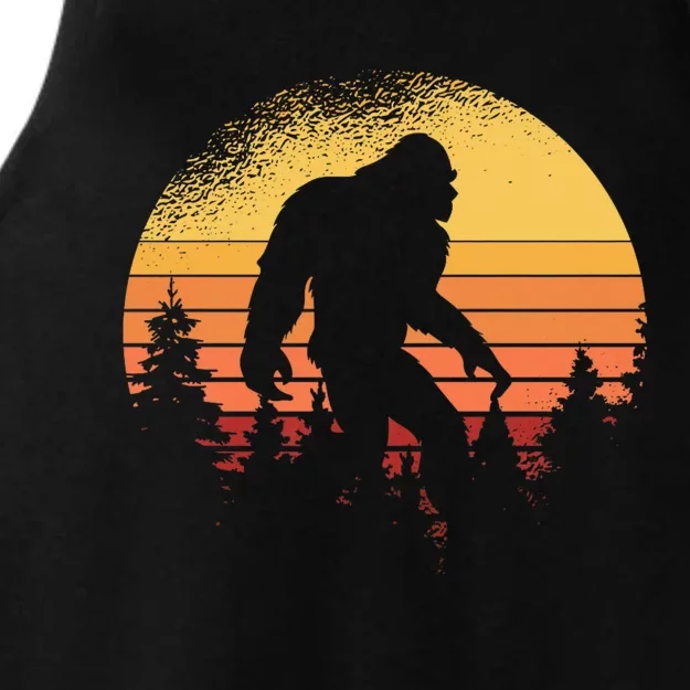 Retro Bigfoot Believer Silhouette Sasquatch Hide And Seek Ladies Tri-Blend Wicking Tank