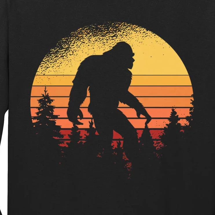 Retro Bigfoot Believer Silhouette Sasquatch Hide And Seek Tall Long Sleeve T-Shirt