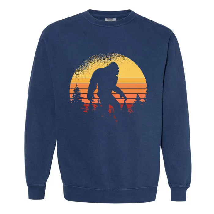 Retro Bigfoot Believer Silhouette Sasquatch Hide And Seek Garment-Dyed Sweatshirt