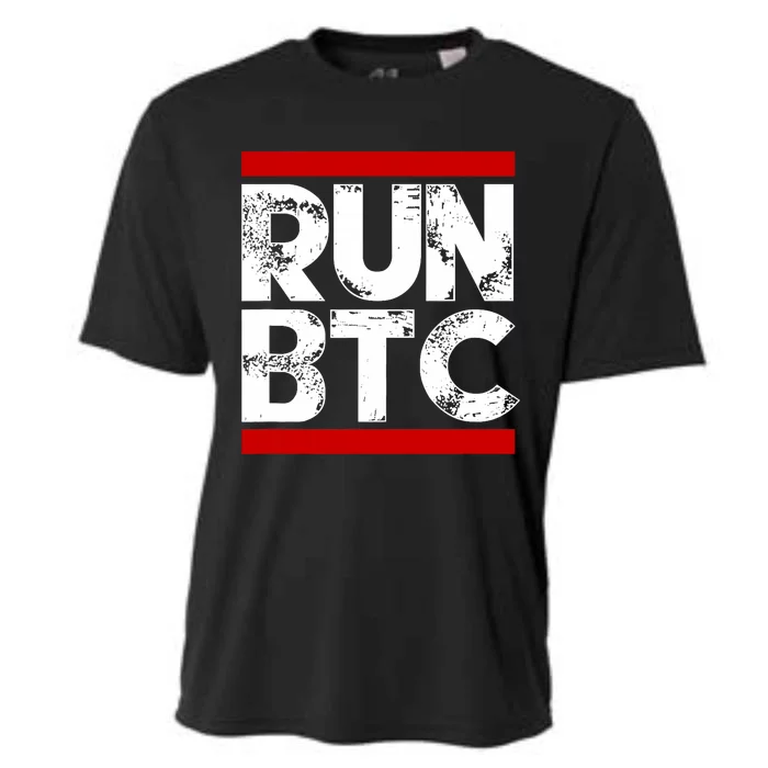 Run Btc Bitcoin Cryptocurrency Cooling Performance Crew T-Shirt