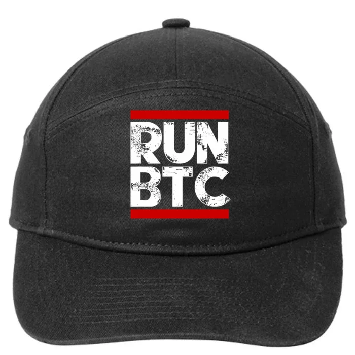 Run Btc Bitcoin Cryptocurrency 7-Panel Snapback Hat