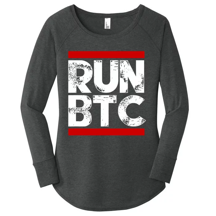 Run Btc Bitcoin Cryptocurrency Women's Perfect Tri Tunic Long Sleeve Shirt