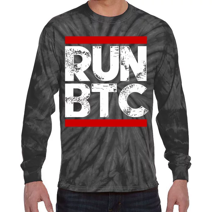 Run Btc Bitcoin Cryptocurrency Tie-Dye Long Sleeve Shirt