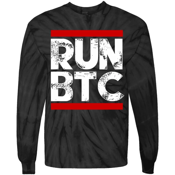 Run Btc Bitcoin Cryptocurrency Tie-Dye Long Sleeve Shirt