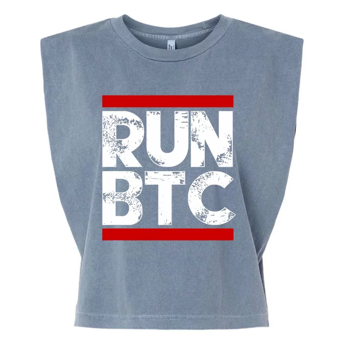 Run Btc Bitcoin Cryptocurrency Garment-Dyed Women's Muscle Tee