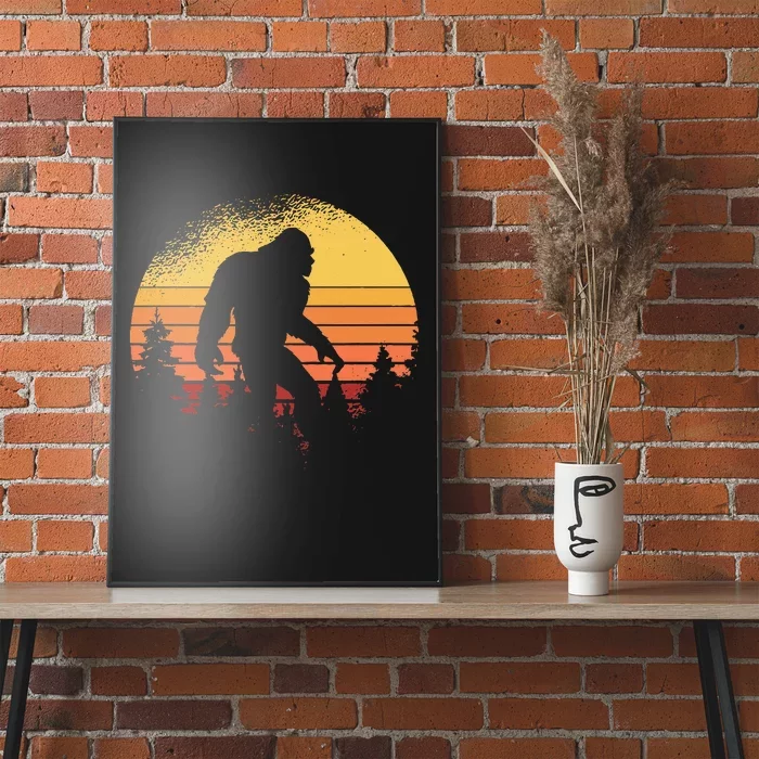 Retro Bigfoot Believer Silhouette Sasquatch Hide And Seek Poster