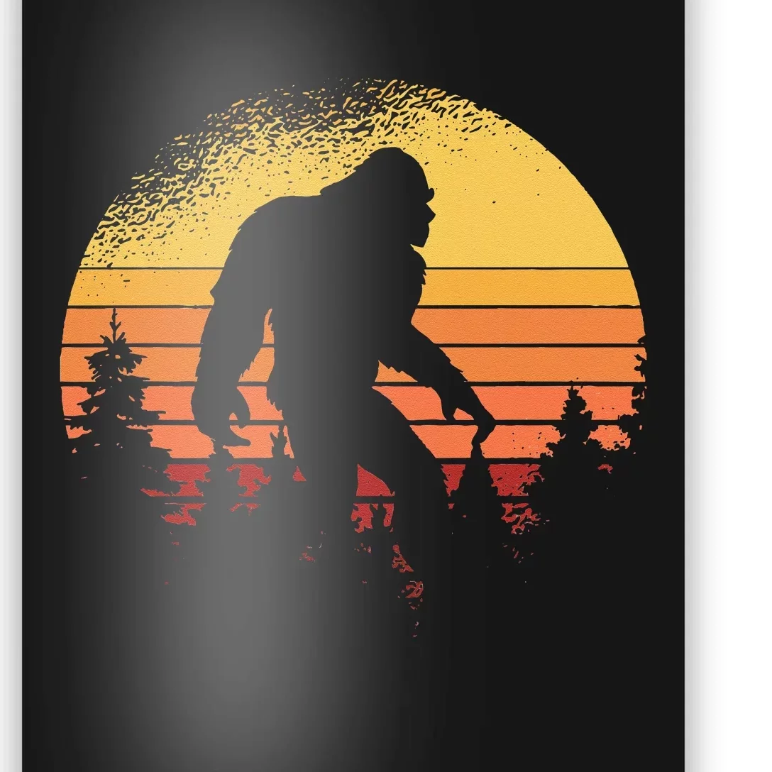 Retro Bigfoot Believer Silhouette Sasquatch Hide And Seek Poster