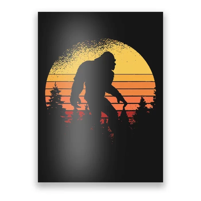 Retro Bigfoot Believer Silhouette Sasquatch Hide And Seek Poster