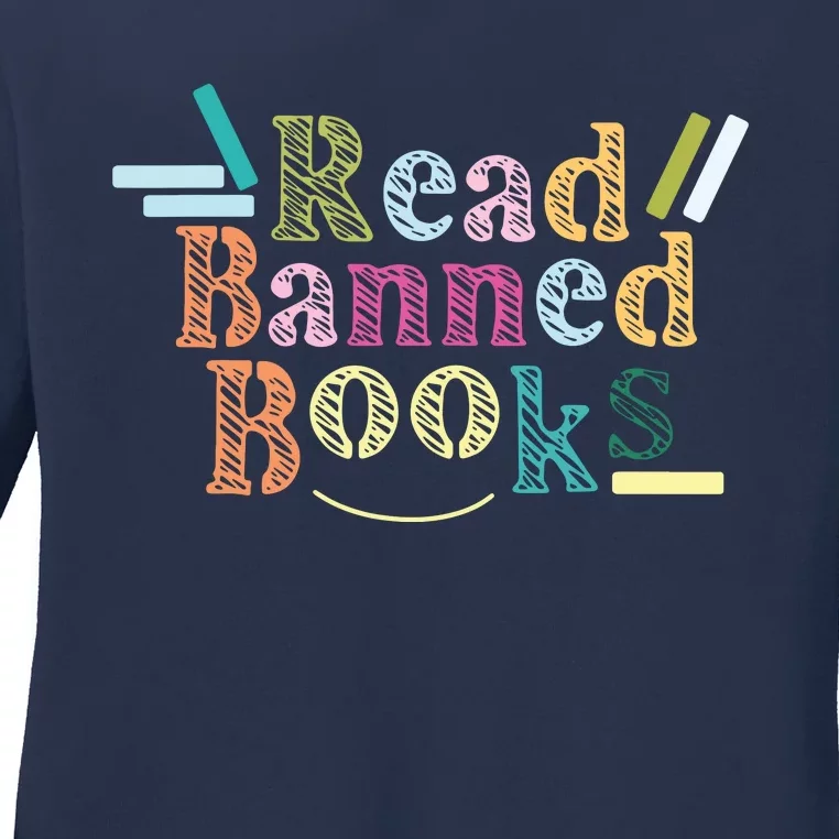 Read Banned Books Banned Books Ladies Long Sleeve Shirt