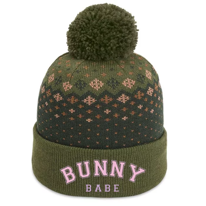 Retro Bunny Babe Funny Easter Day The Baniff Cuffed Pom Beanie