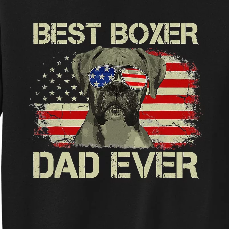 Retro Best Boxer Dad Ever US Flag Dog Lover Fathers Day Tall Sweatshirt