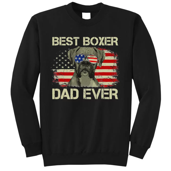 Retro Best Boxer Dad Ever US Flag Dog Lover Fathers Day Tall Sweatshirt