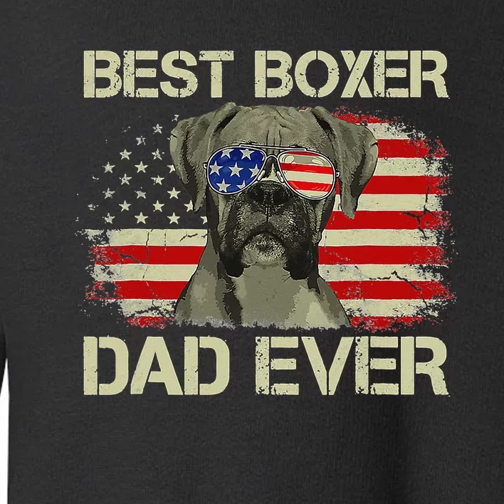 Retro Best Boxer Dad Ever US Flag Dog Lover Fathers Day Toddler Sweatshirt