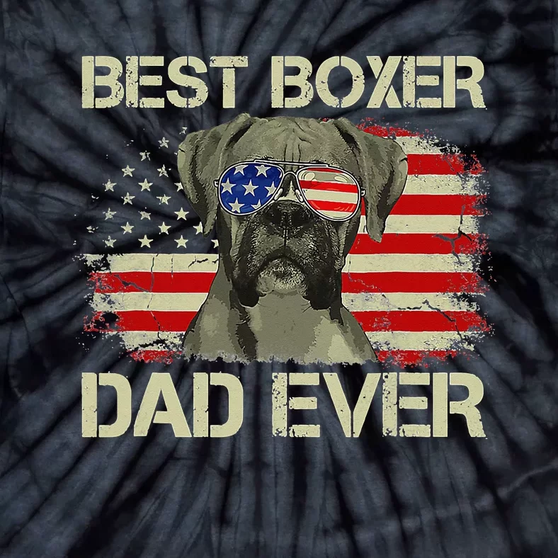 Retro Best Boxer Dad Ever US Flag Dog Lover Fathers Day Tie-Dye T-Shirt