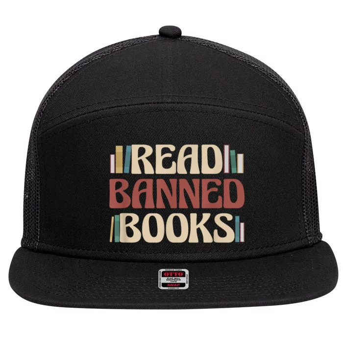 Read Banned Books Funny Book Lover Retro 7 Panel Mesh Trucker Snapback Hat