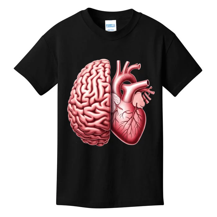 Right Balance Between Brain And Heart Eucalyptus Mental Health Kids T-Shirt